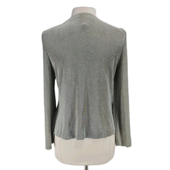 ALEX EVENINGS Women Size 10 Glitter Open Front Top Light Turquoise Long SLV 83P - Picture 3 of 6